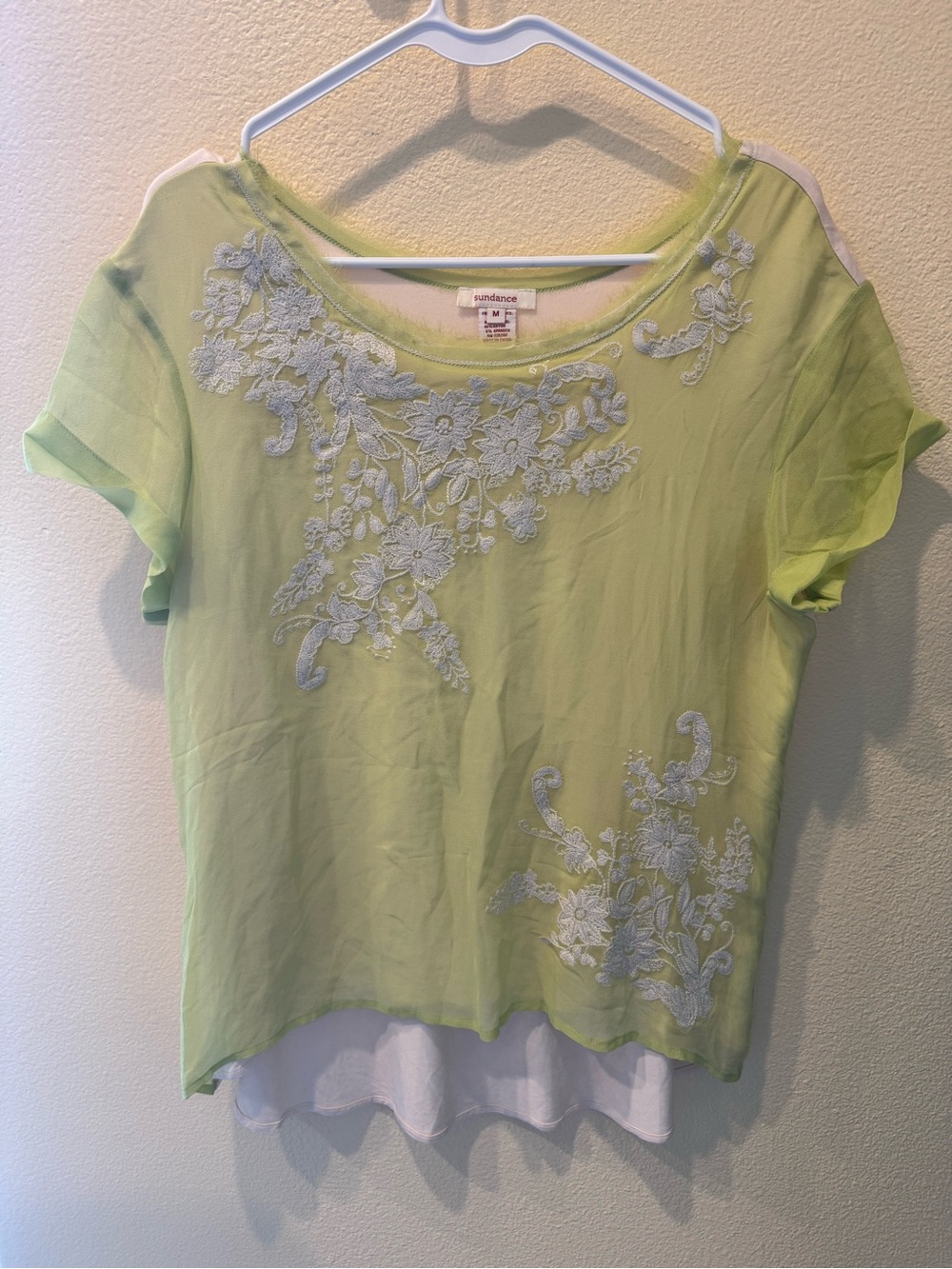 Sundance Silk Blend Embroidered Layered Women’s Top